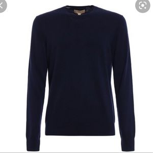 Burberry London Navy Cashmere Mens Crewneck Sweater